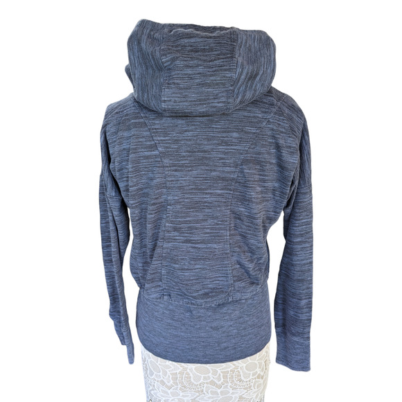 Athleta Tiger Terry Hoodie Front Zip Deep Indigo Blue Jacket - Picture 7 of 10